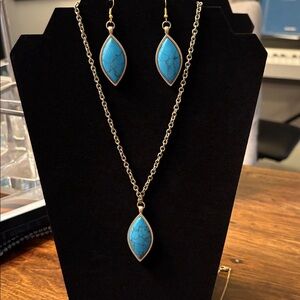 Turquoise Stone Necklace and Earring Set